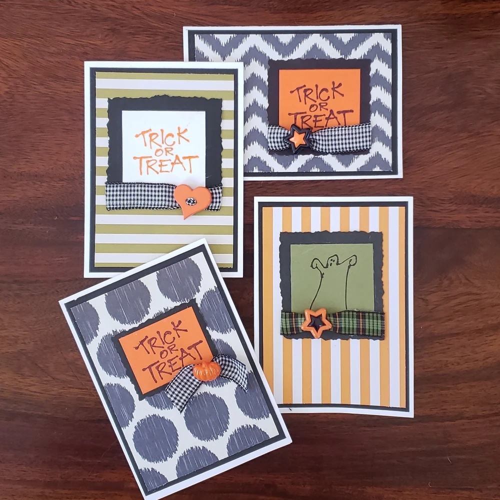Halloween Note Cards Set of Four • Trick or Treat • Handmade